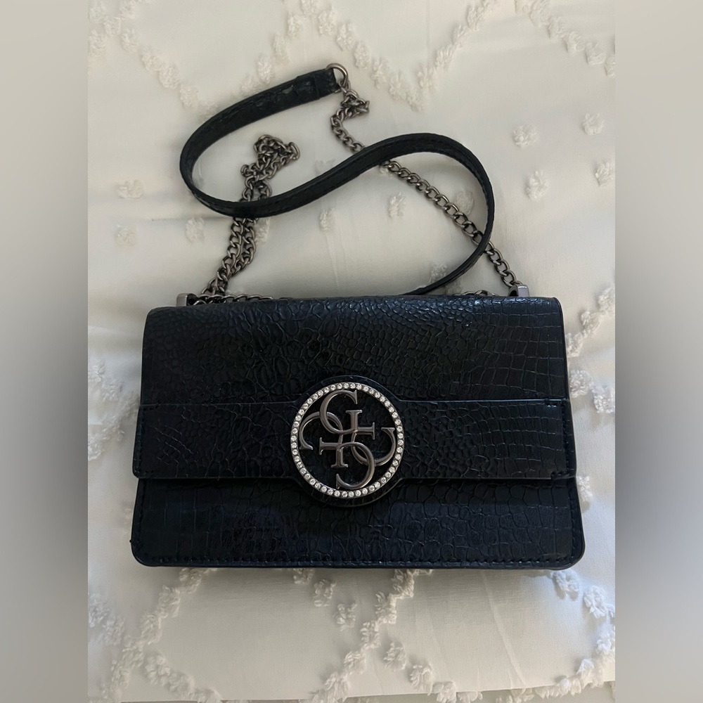 Guess Black Crossbody Bag with Chain Strap